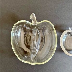 Hazel Atlas Orchard Apple Plates Set of 3 Clear Glass Dishes Vintage Fruit Plate